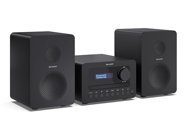 Micro-chaîne SHARP XL-B520D avec enceintes en bois, en noir