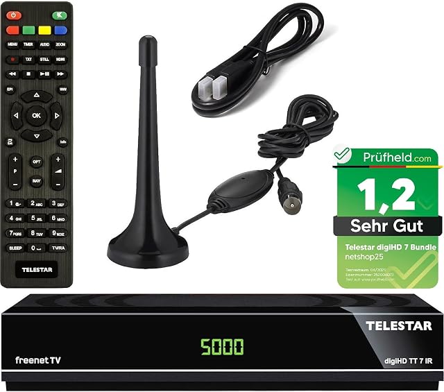 Lot récepteur DVB-T2 Telestar avec antenne et câble HDMI