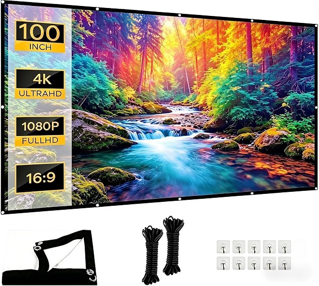 Écran de projection d’extérieur pliable GETRWLBN 100 pouces
