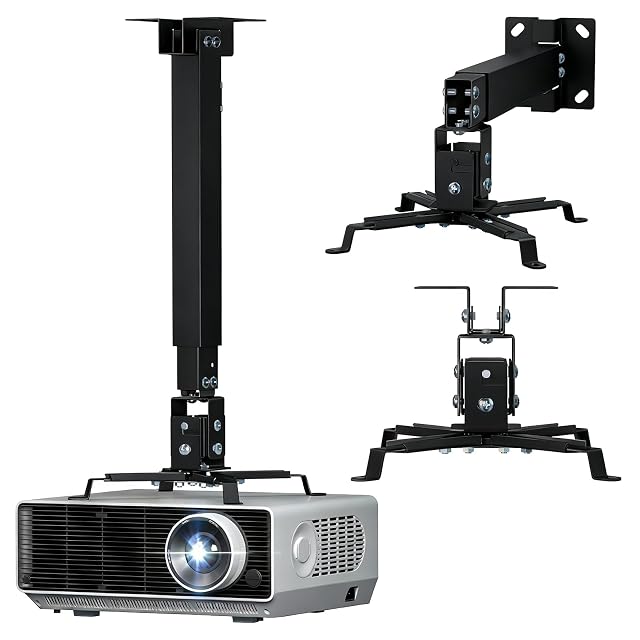 Support universel pour vidéoprojecteur WALI PM-003-B avec tige d’extension, en noir