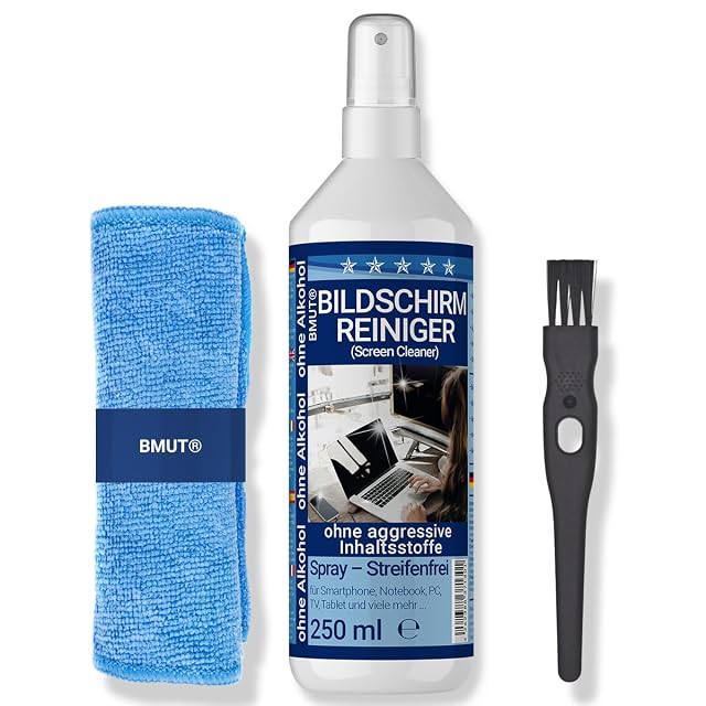 Ensemble de nettoyage d’écran BMUT avec vaporisateur, chiffon microfibre et brosse
