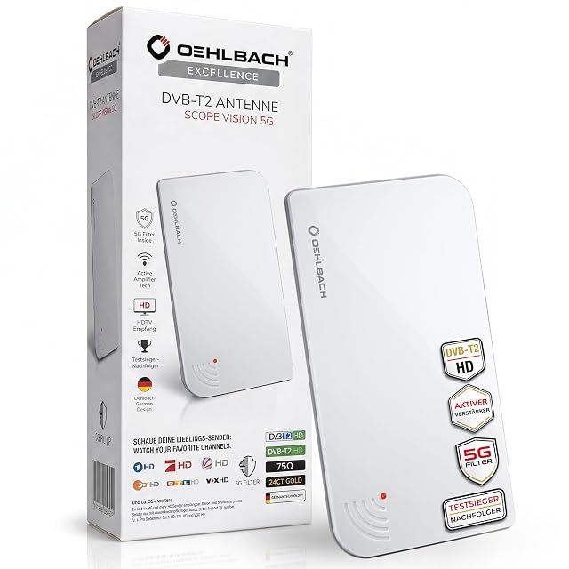 Antenne DVB-T2 active Oehlbach Scope Vision 5G en blanc