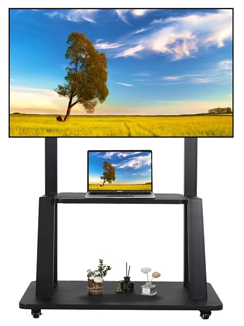 Pied TV mobile Maiproo Ma1700 sur roulettes, en noir